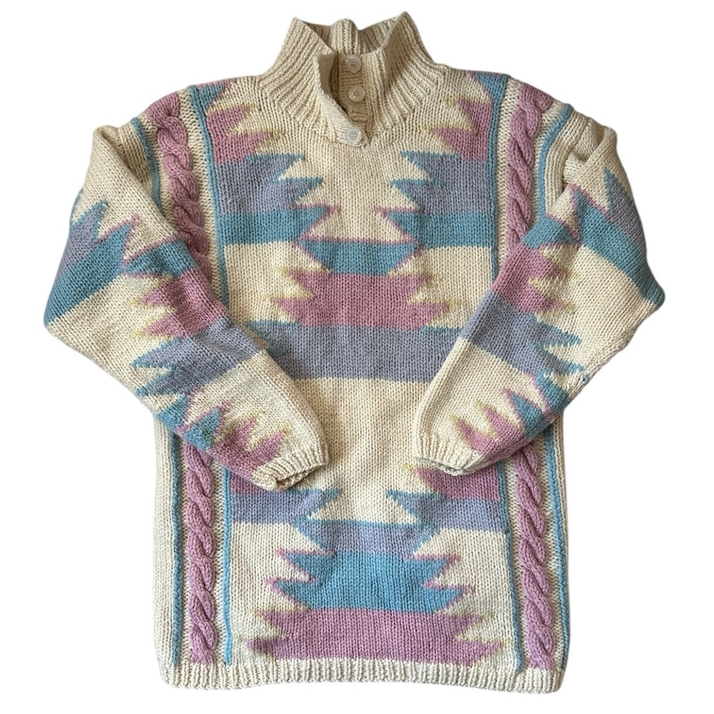 Vintage Chunky Knit Pastel Wool Sweater